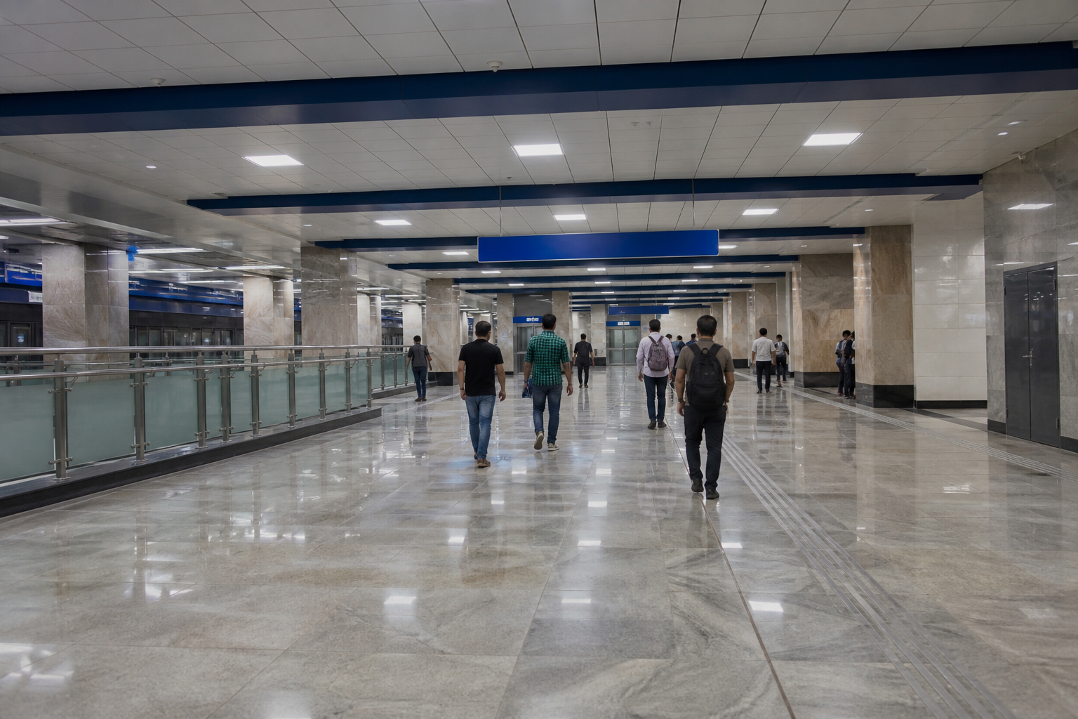 Modern Agra Metro station concourse passenger facilities