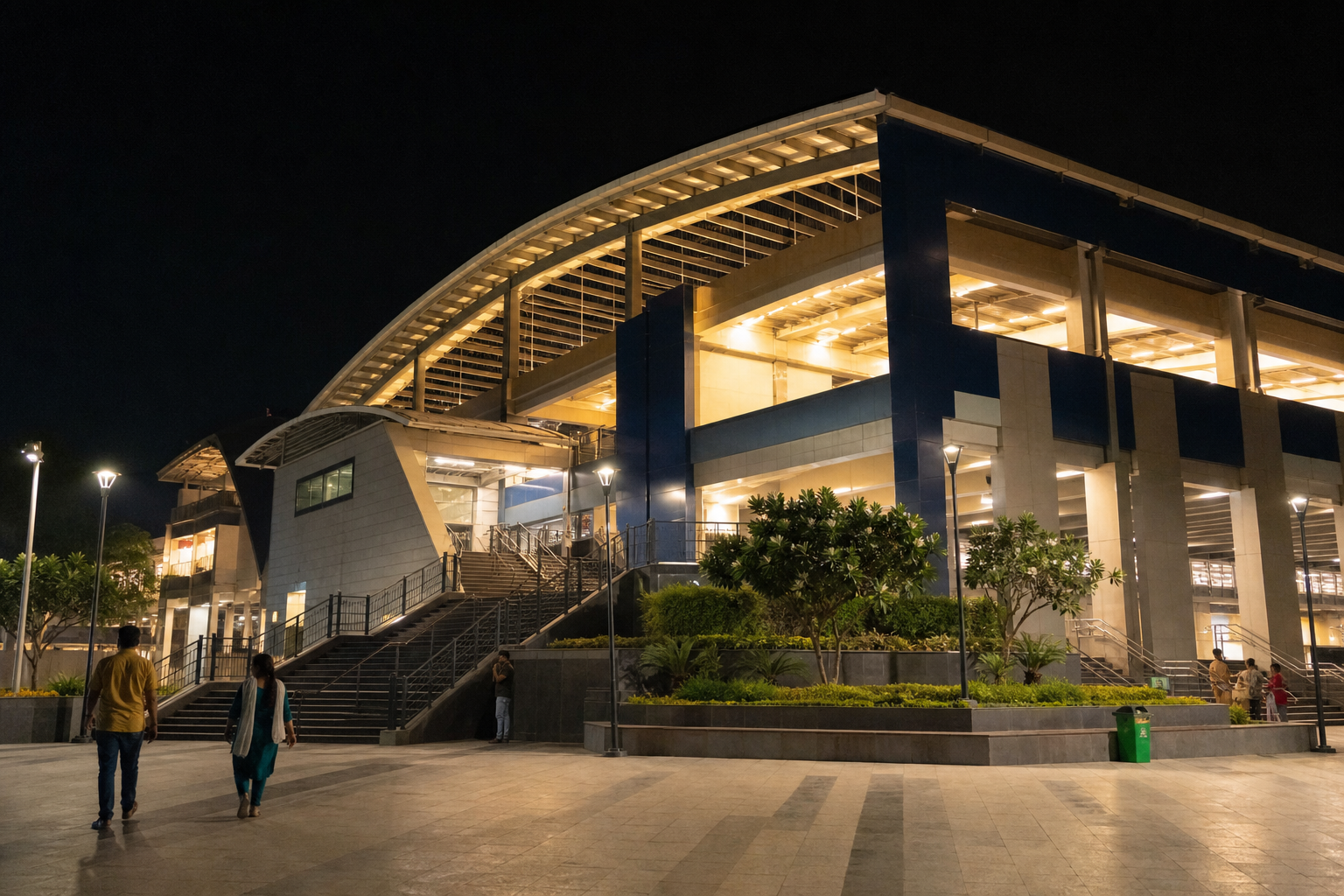 Metro station at night